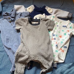 Tea Collection, Cat and Jack, Carter’s and Cherokee Rompers, size 0-3 months